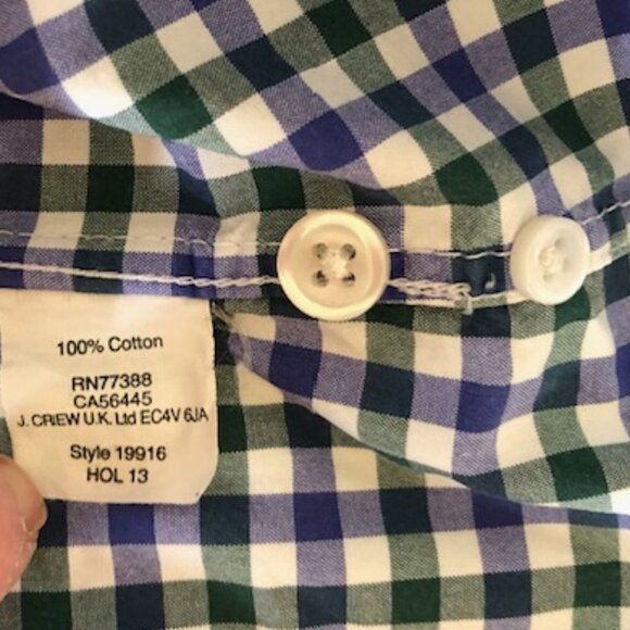 J. CREW Holiday 13 Check Cotton Button Down Shirt Blue Green Medium - Picture 8 of 15